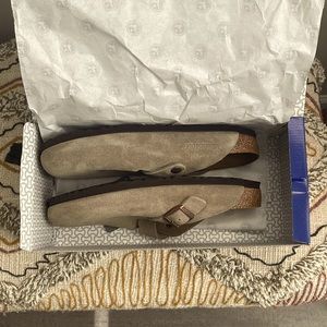 Birkenstock Boston Clogs, Taupe Soft Footbed Suede